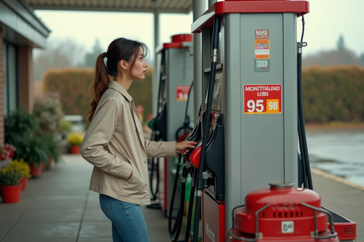 Jeune femme choisissant du carburant au centre de jardinage